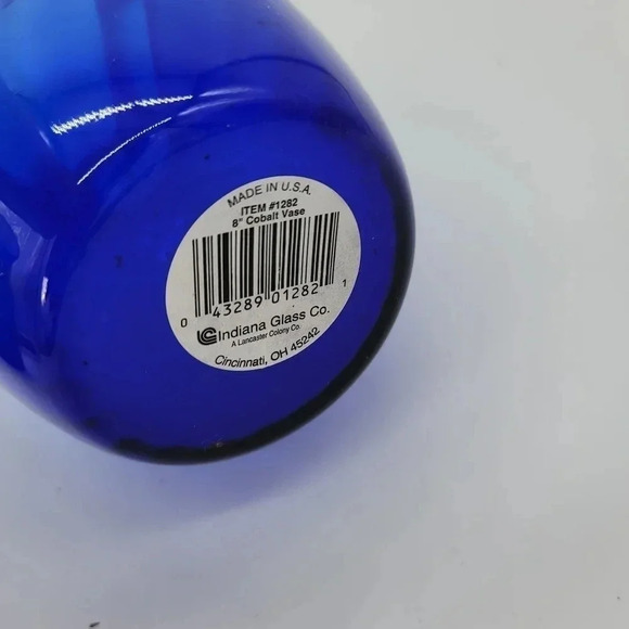 Vintage Cobalt Blue Glass Flower 8" Tall Vase Home Decor R8 - Picture 6 of 8